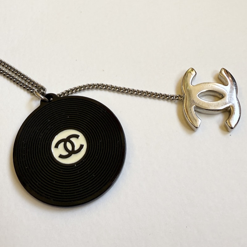 Chanel Record Pendant Necklace with Silver CC Charm