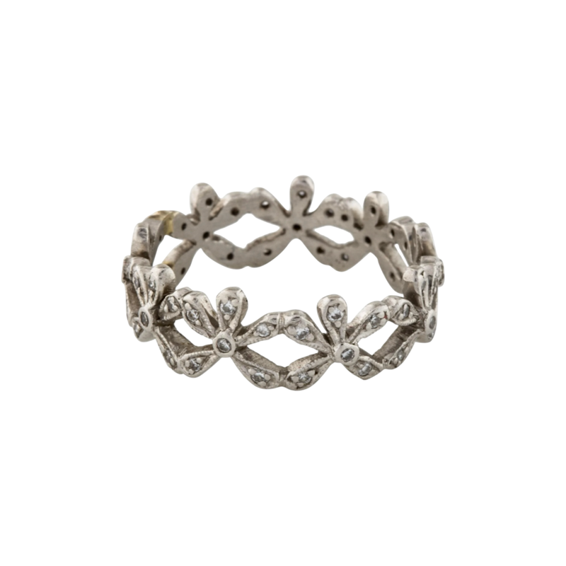 Cathy Waterman Platinum 5-Petal Flower Diamond Ring, size 6