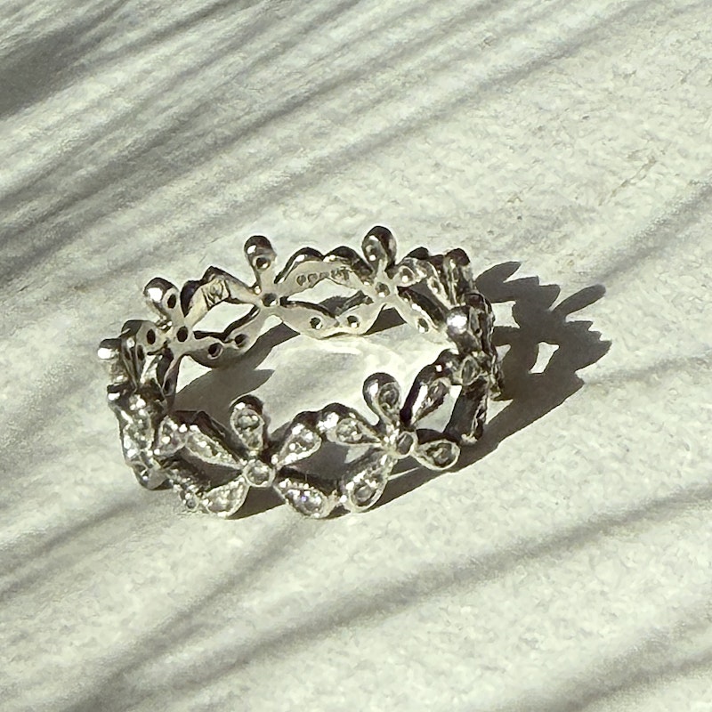Cathy Waterman Platinum 5-Petal Flower Diamond Ring, size 6