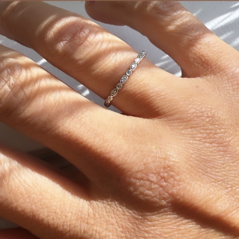 Cathy Waterman Platinum Tiny Marquise Diamond Ring, size 6