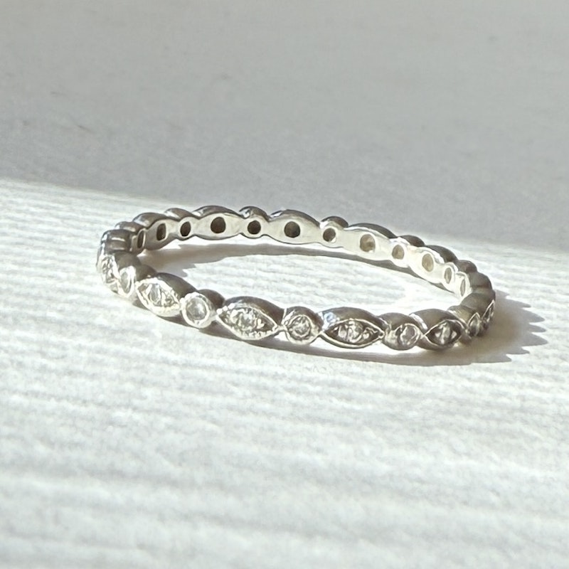 Cathy Waterman Platinum Tiny Marquise Diamond Ring, size 6