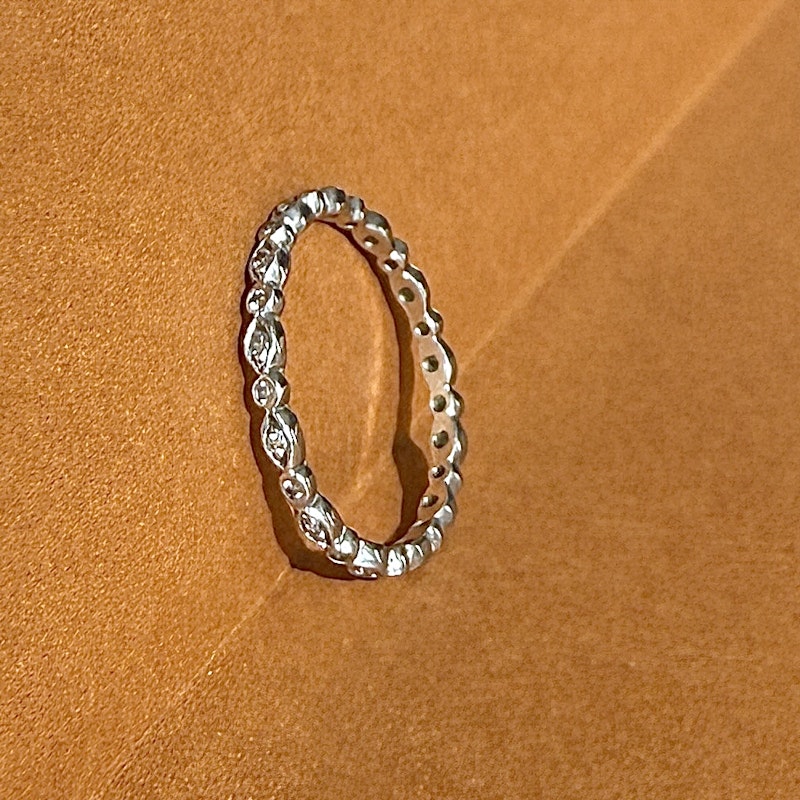 Cathy Waterman Platinum Tiny Marquise Diamond Ring, size 6
