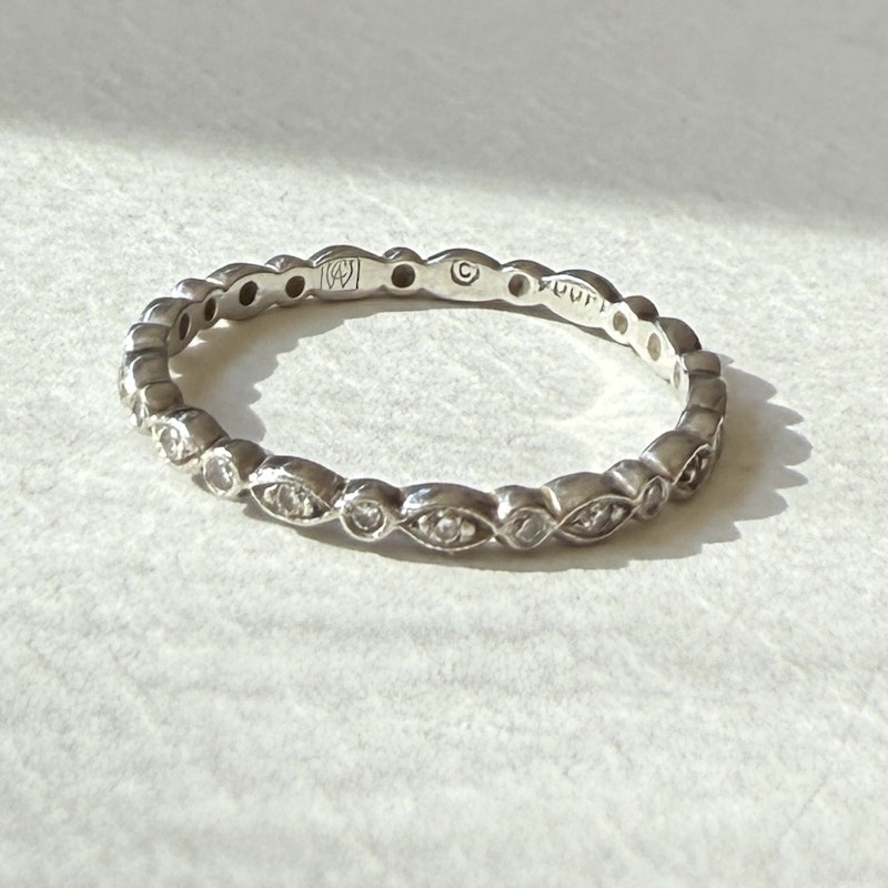 Cathy Waterman Platinum Tiny Marquise Diamond Ring, size 6