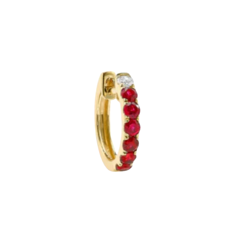 Robinson Pelham Ruby and Diamond Midi Orb Huggie, 1 of 2