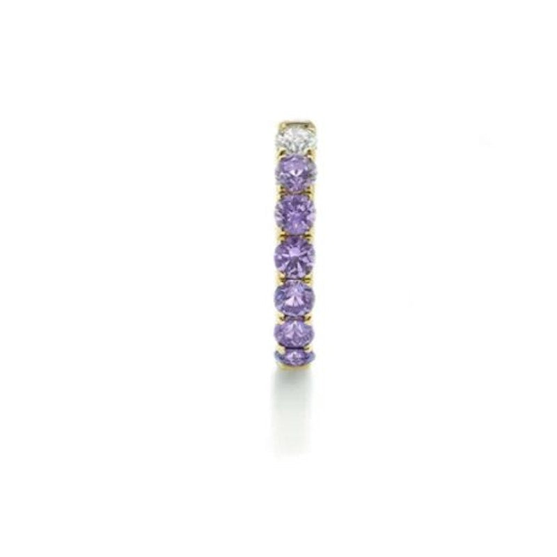 Robinson Pelham Purple Sapphire and Diamond Midi Orb Huggie, 2 of 4