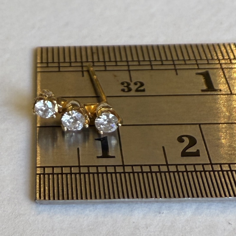 Three Diamond Ear Climber Stud Earrings