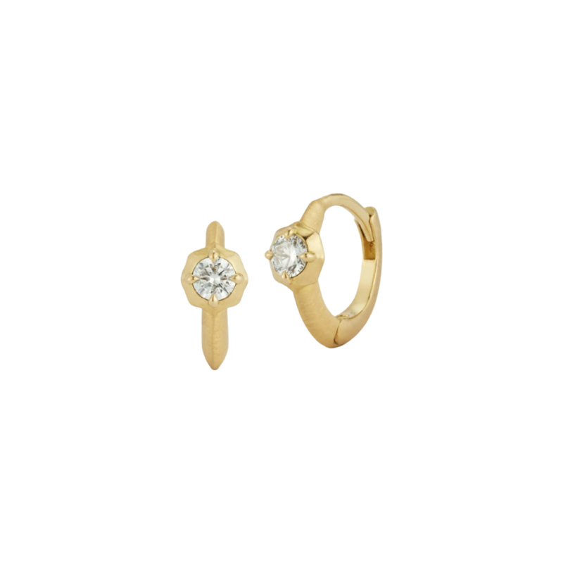 Jade Trau 18k Yellow Gold Single Stone Huggie