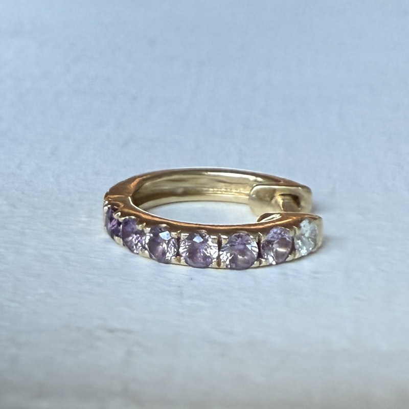 Robinson Pelham Purple Sapphire and Diamond Midi Orb Huggie, 3 of 4