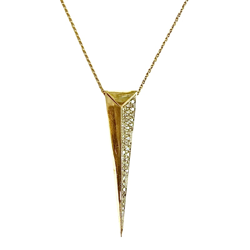 Shylee Rose 14k Yellow Gold Diamond Dagger Pendant Necklace