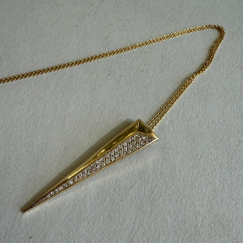 Shylee Rose 14k Yellow Gold Diamond Dagger Pendant Necklace