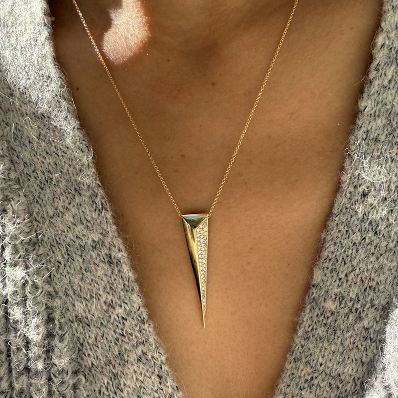 Shylee Rose 14k Yellow Gold Diamond Dagger Pendant Necklace