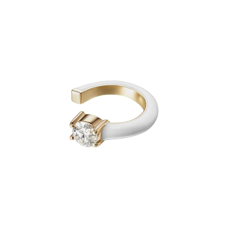 Melissa Kaye White Enamel Diamond Aria U Ear Cuff
