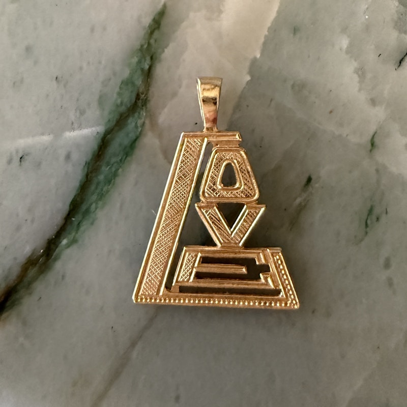 14k Yellow Gold Love Triangle Pendant