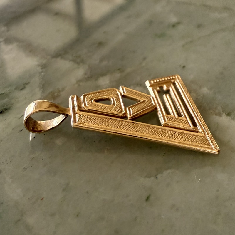 14k Yellow Gold Love Triangle Pendant