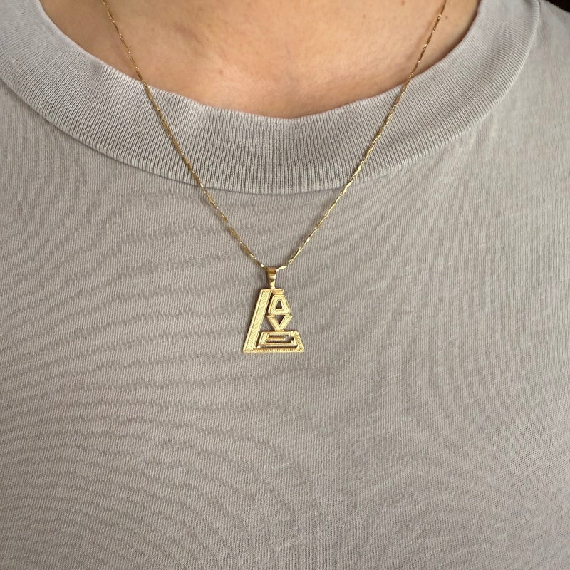 14k Yellow Gold Love Triangle Pendant