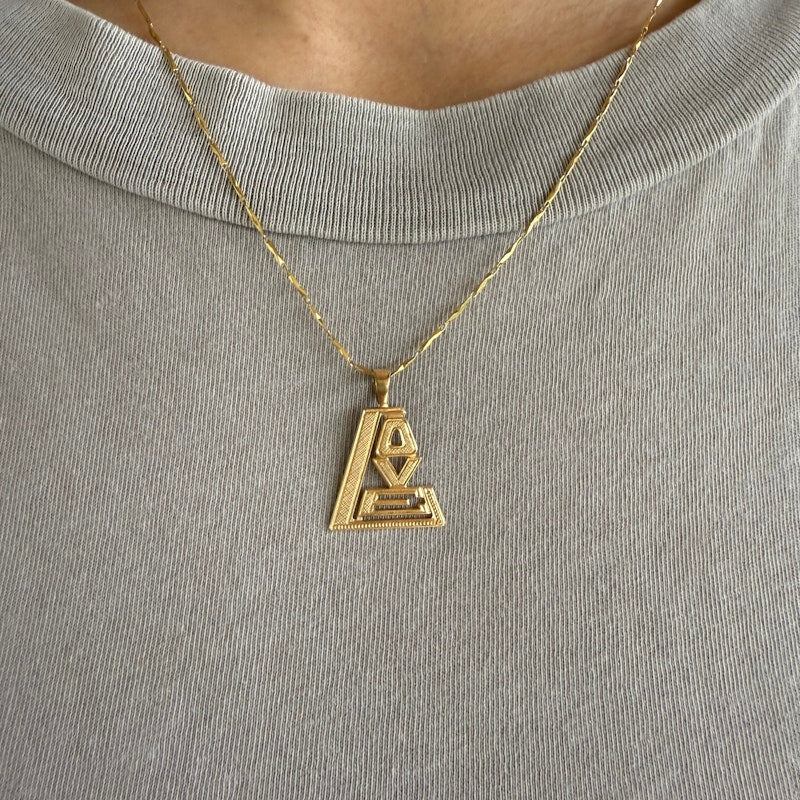 14k Yellow Gold Love Triangle Pendant