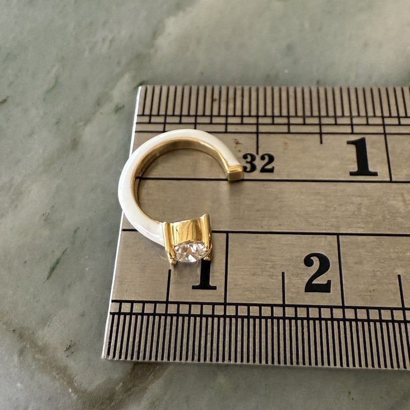 Melissa Kaye White Enamel Diamond Aria U Ear Cuff