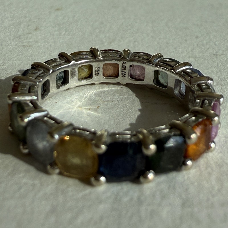 18k White Gold Rainbow Sapphire Eternity Ring