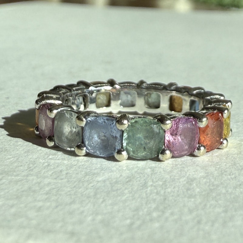 18k White Gold Rainbow Sapphire Eternity Ring