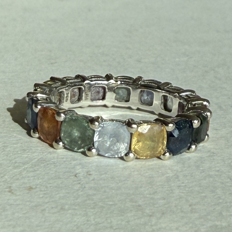 18k White Gold Rainbow Sapphire Eternity Ring