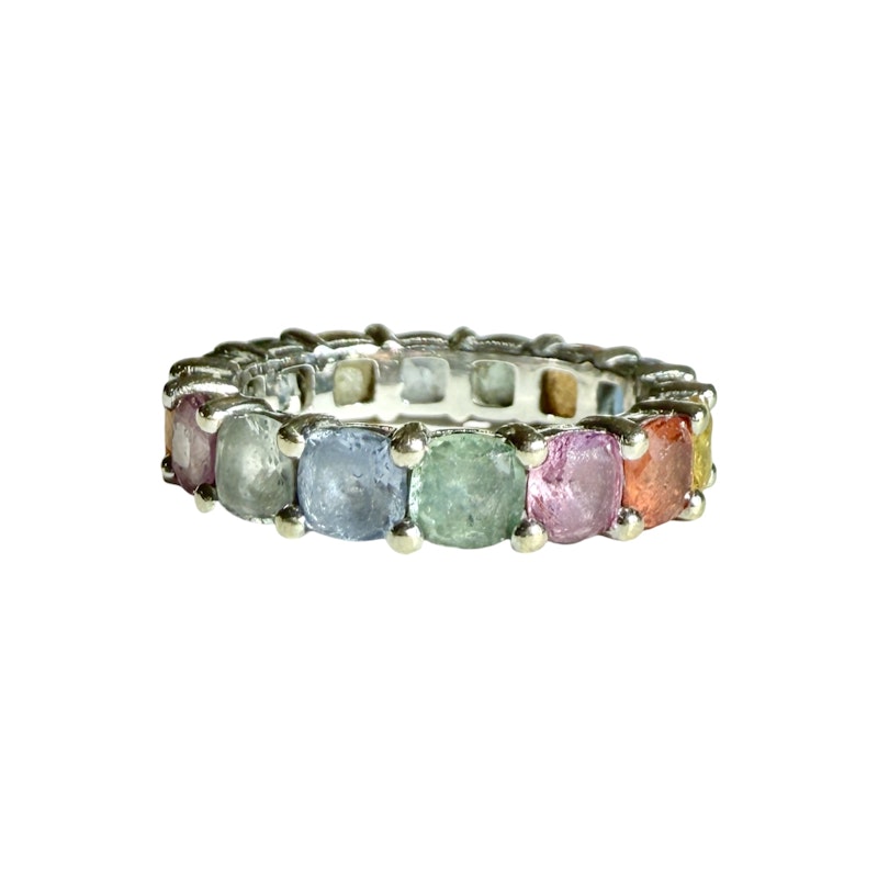 18k White Gold Rainbow Sapphire Eternity Ring