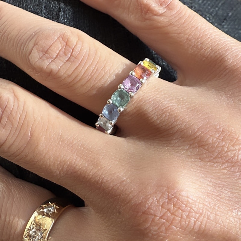 18k White Gold Rainbow Sapphire Eternity Ring