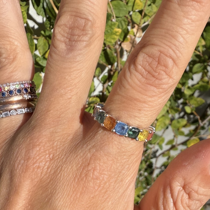 18k White Gold Rainbow Sapphire Eternity Ring