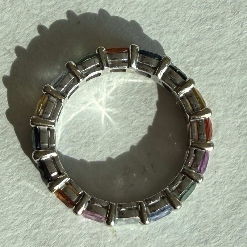 18k White Gold Rainbow Sapphire Eternity Ring