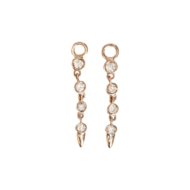 14k Rose Gold Diamond Bezel Chain Drop Earring Enhancer