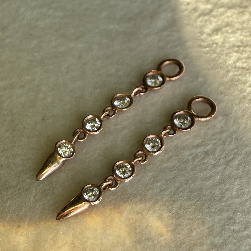 14k Rose Gold Diamond Bezel Chain Drop Earring Enhancer