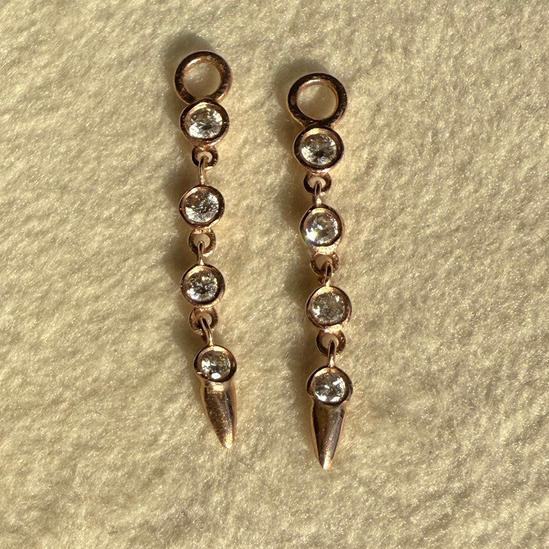 14k Rose Gold Diamond Bezel Chain Drop Earring Enhancer