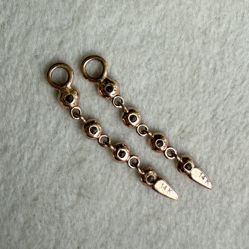 14k Rose Gold Diamond Bezel Chain Drop Earring Enhancer