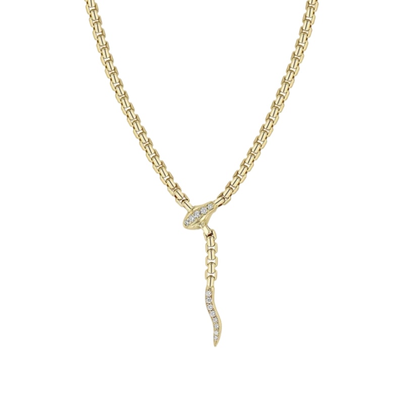 Zoe Chicco 14k Gold Pavé Diamond Serpent Box Chain Necklace