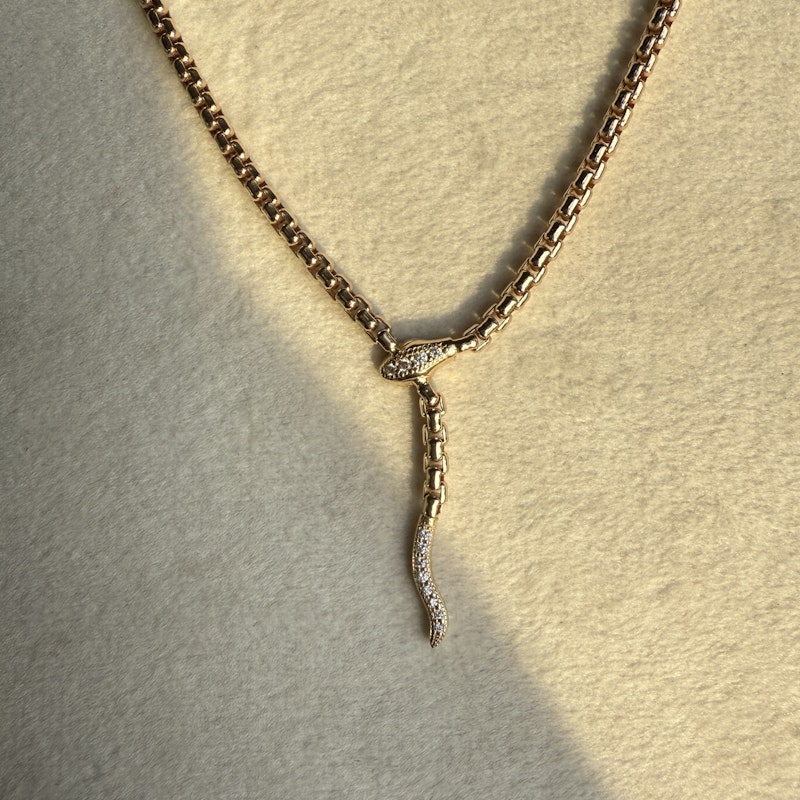 Zoe Chicco 14k Gold Pavé Diamond Serpent Box Chain Necklace
