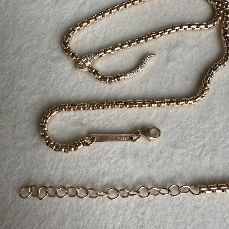 Zoe Chicco 14k Gold Pavé Diamond Serpent Box Chain Necklace
