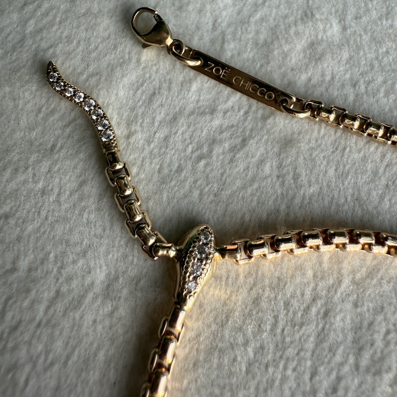 Zoe Chicco 14k Gold Pavé Diamond Serpent Box Chain Necklace