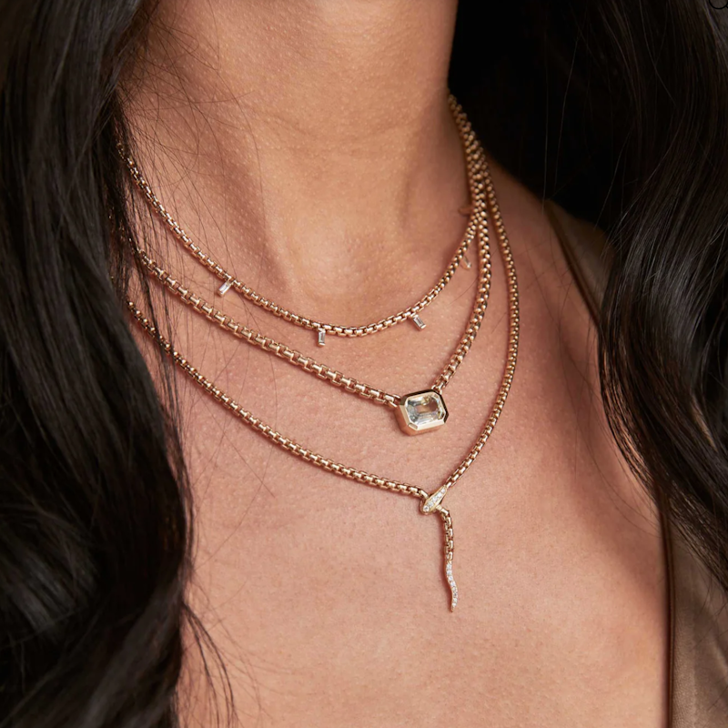 Zoe Chicco 14k Gold Pavé Diamond Serpent Box Chain Necklace