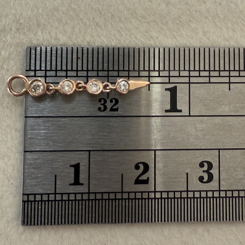 14k Rose Gold Diamond Bezel Chain Drop Earring Enhancer