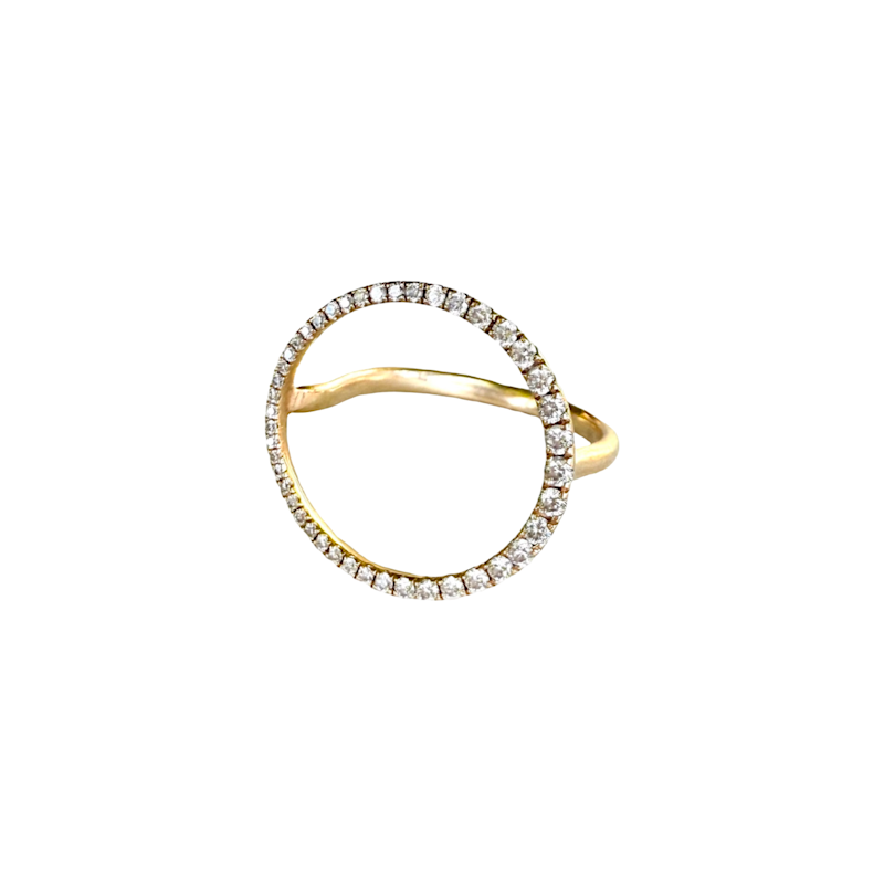 14k Yellow Gold Open Circle Diamond Ring