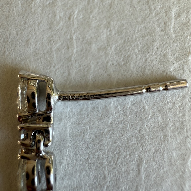 14k White Gold Marquise and Round Diamond Drop Earrings