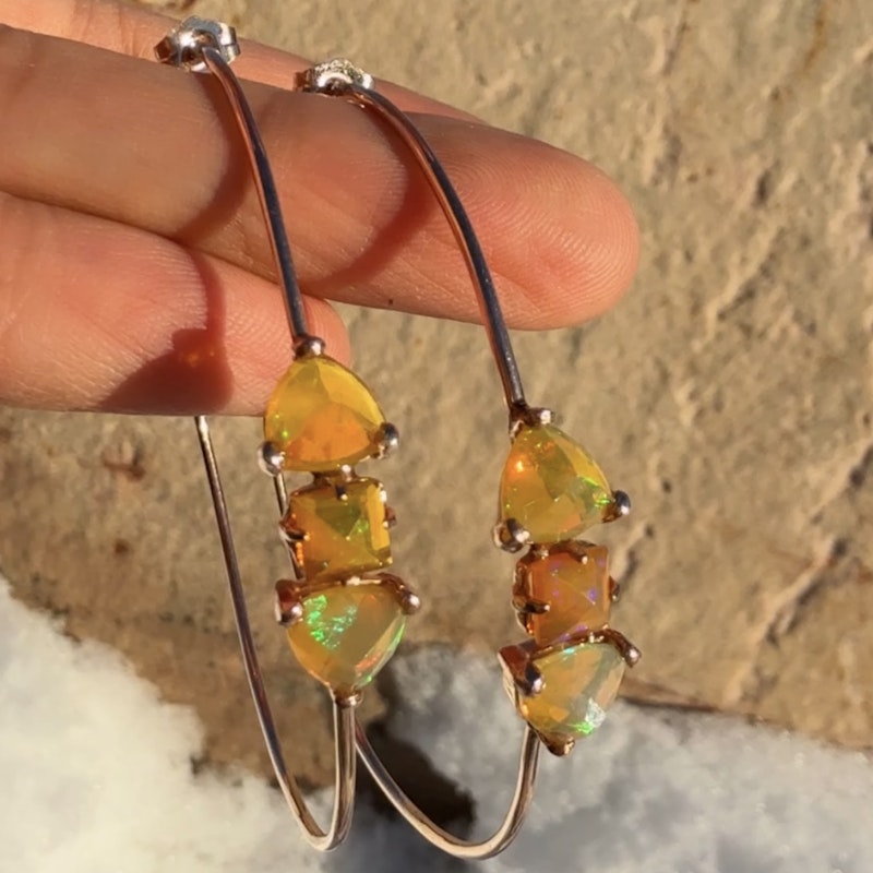 Jacquie Aiche Fire Opal Hoop Earrings