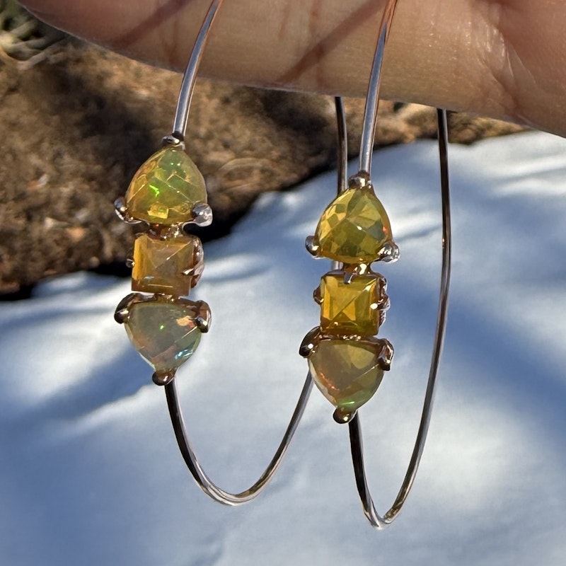 Jacquie Aiche Fire Opal Hoop Earrings