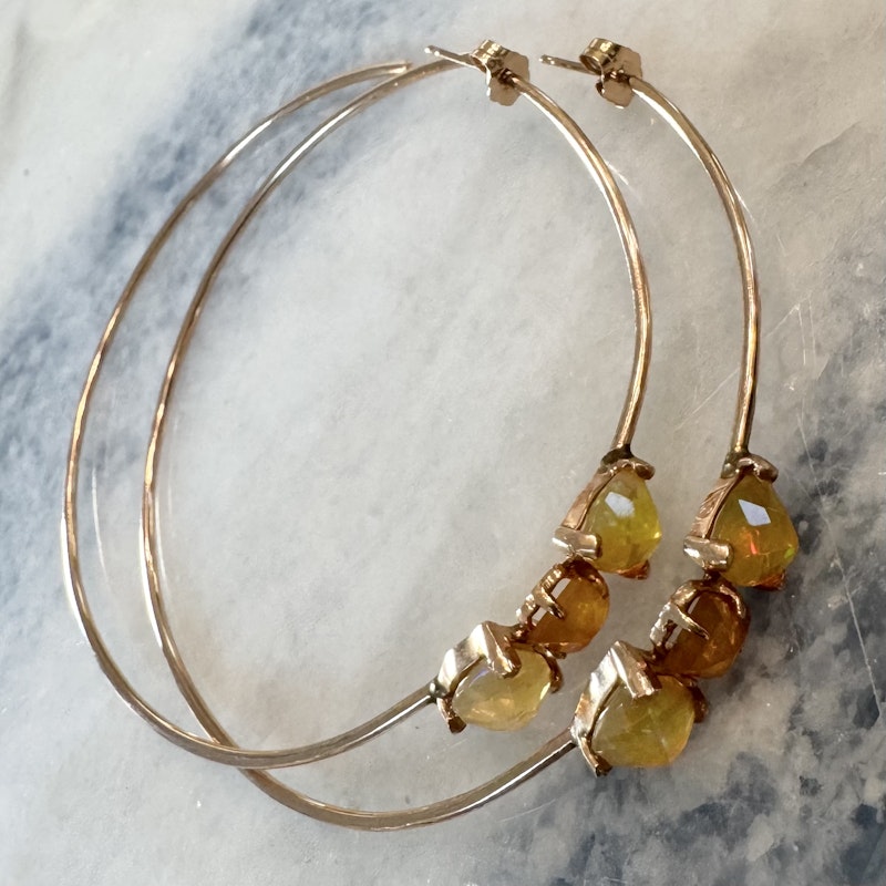 Jacquie Aiche Fire Opal Hoop Earrings