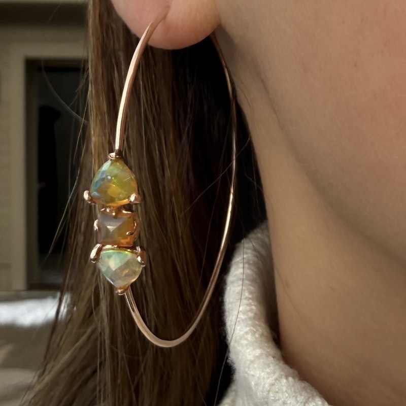 Jacquie Aiche Fire Opal Hoop Earrings