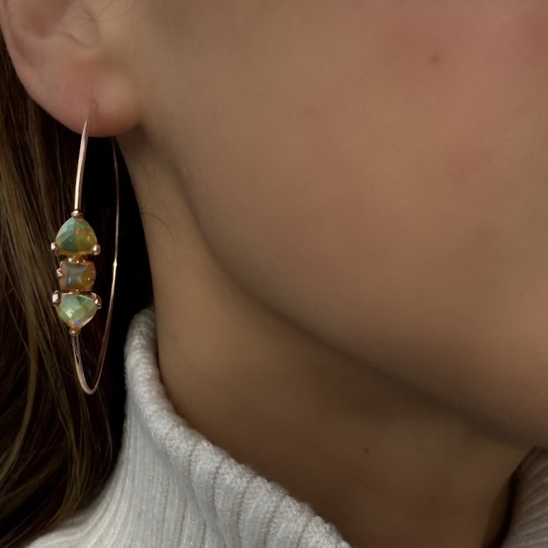 Jacquie Aiche Fire Opal Hoop Earrings