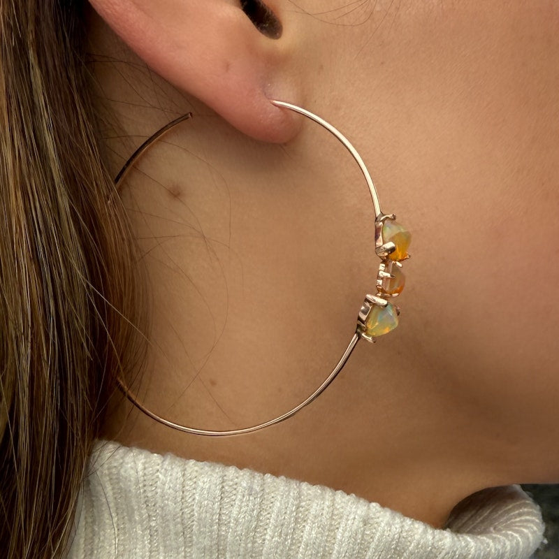 Jacquie Aiche Fire Opal Hoop Earrings