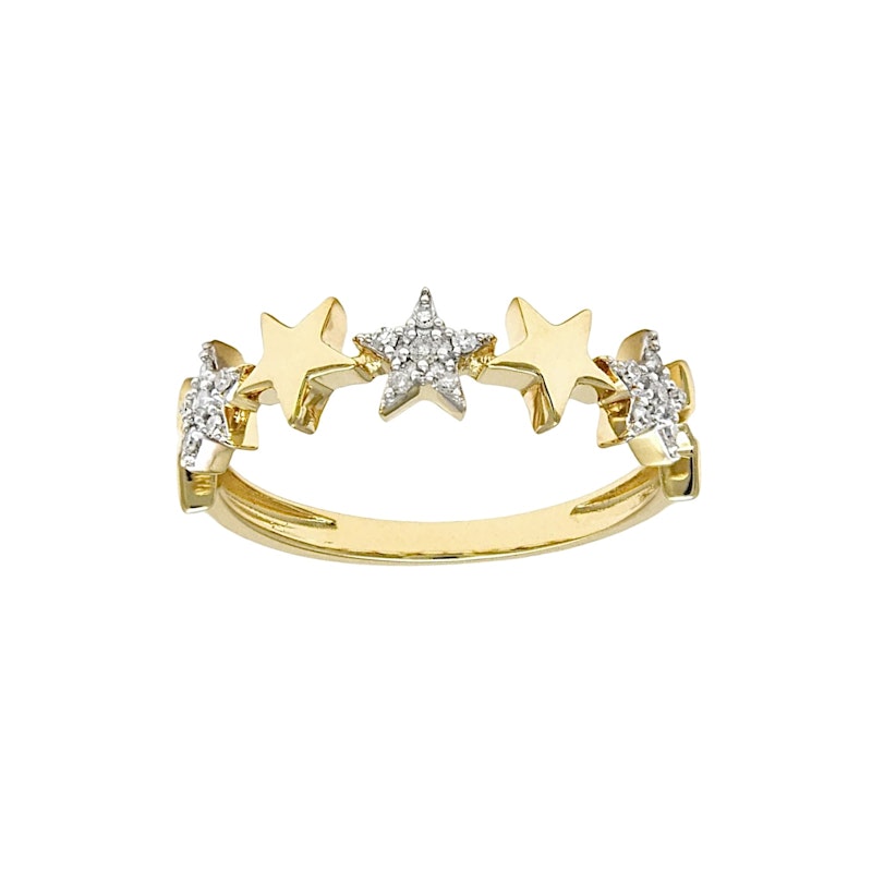 14k Yellow Gold Diamond Star Ring