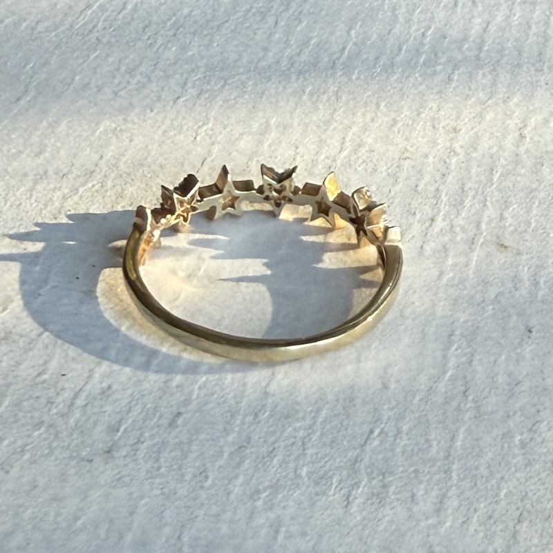 14k Yellow Gold Diamond Star Ring
