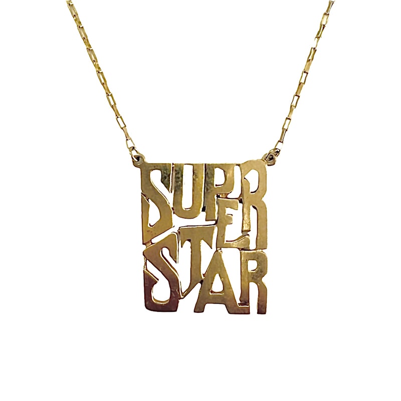 Vintage 14k Yellow Gold Superstar Pendent Necklace