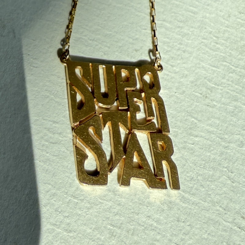 Vintage 14k Yellow Gold Superstar Pendent Necklace